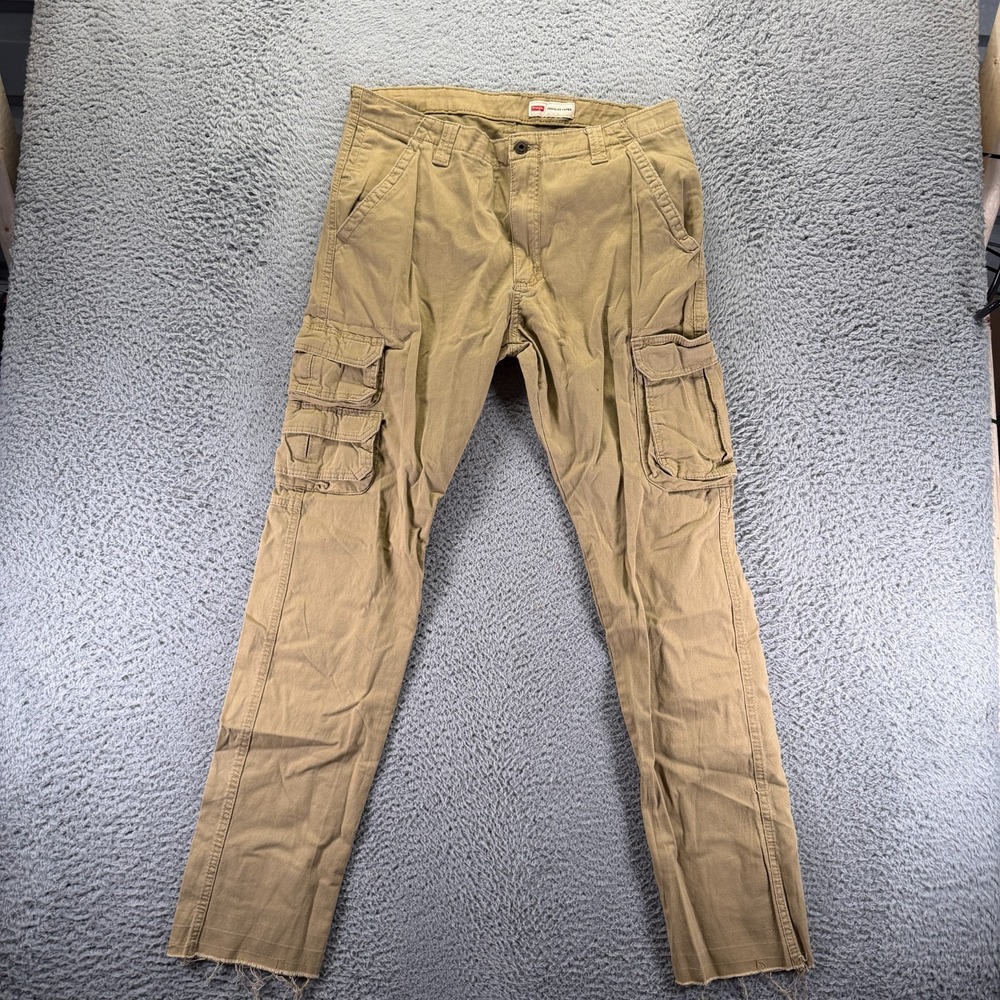 Wrangler Pant Mens 34x32 Brown Cotton Cargo Tapered Leg Workwear Utility Stretch